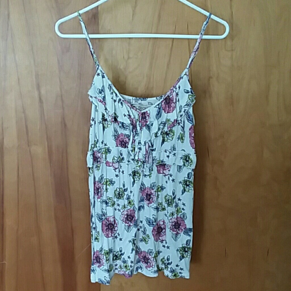Decree Floral Print and White Tank Top